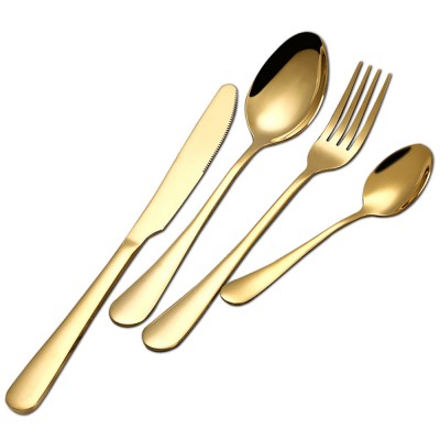 New Home Table Dinner Tableware Golden Spoon Knife