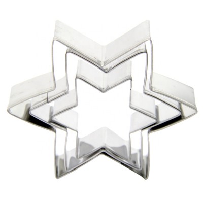 High quality 3pcs stainless steel cookie cutter star shaped biscuit press mould