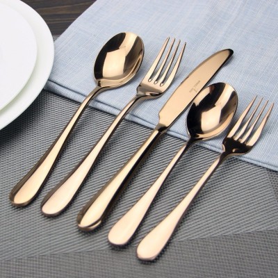 High quality gold flatware cutlery set stainless steel spoon knife fork