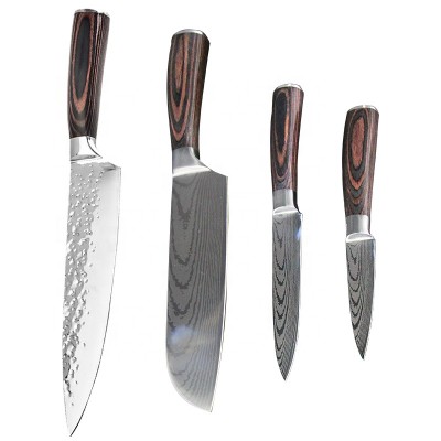 Kitchen knife set Professional German high carbon steel 4 pieces Damascus chef knife knives